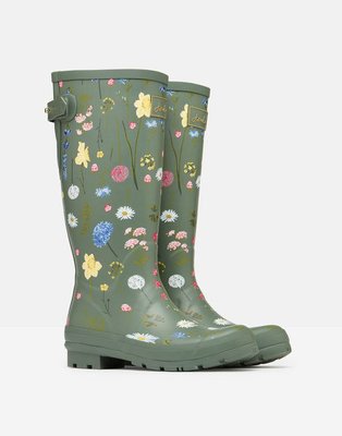 Miolla 英國品牌Joules 淺綠底色可愛花草高筒雨鞋/雨靴