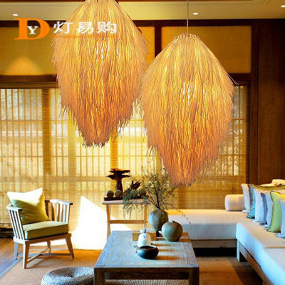 東南亞風格中式禪意藤編吊燈主題餐廳茶室客棧農莊酒吧創意松果燈