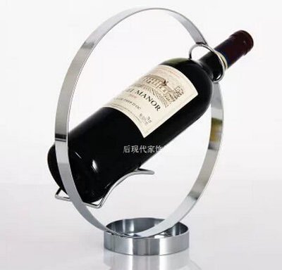 【熱賣精選】不鏽鋼紅酒架葡萄酒架簡單大方歐式酒架圓形創意紅酒架彎月