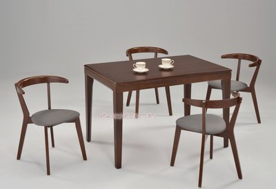 【N D Furniture】台南在地家具-經典款北歐簡約質感胡桃色橡膠木135cm實木餐桌/實木工作桌BG