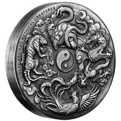 澳洲 紀念幣 2016 2oz 中國古代傳說四神獸 仿古 高浮雕精鑄紀念銀幣 原廠原盒