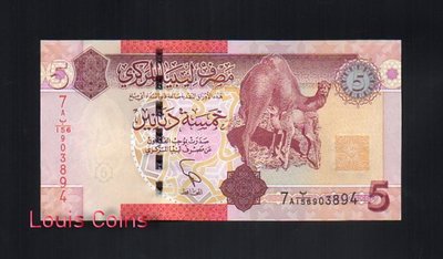 【Louis Coins】B111‧LIBYA‧2011利比亞紙鈔5 Dinars(648)