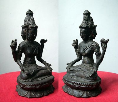 三面佛像老佛像緬甸民藝緬甸佛教藝術品類銅雕藝術品的鐵雕刻鐵雕【心生活美學】