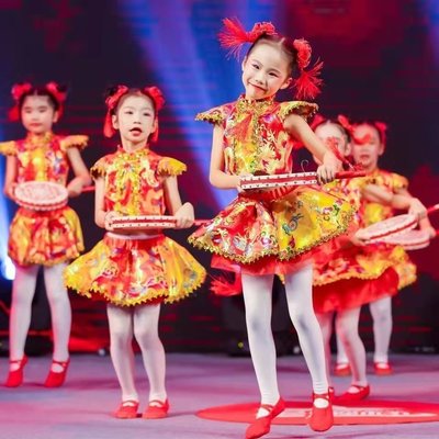 元旦喜慶演出服飾新年服說唱中國紅秧歌服太平鼓表演服裝~特價促銷