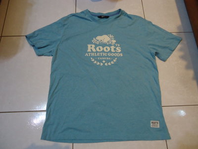 Roots sporting goods 短袖青藍色T恤,純棉,尺寸:2L,肩寬:51cm,少穿極新,特價大出清