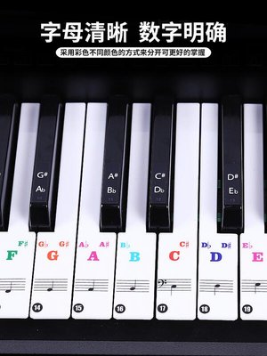 鋼琴彩色88614937鍵盤貼紙  透明貼紙五線譜電子琴簡譜音符鍵