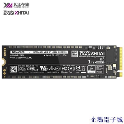 企鵝電子城致態（ZhiTai）長江存儲 1TB SSD固態硬碟 NVMe M.2接口 TiPlus5000系列