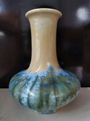 【二手】藍結晶釉花瓶 高約25cm 肚寬約19cm 約七十年代 品相20730【百草巷】古玩 收藏 古董