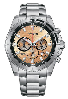 【時光鐘錶公司】CITIZEN 星辰 AN8200-50X 碼表計時 日期顯示 三眼 玫瑰金面 計時手錶 熊貓 復古款