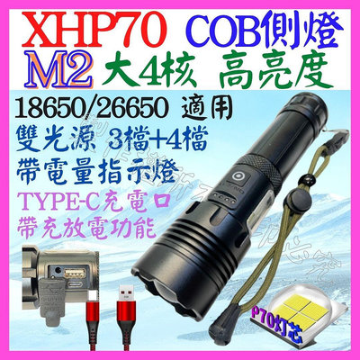 【購生活】M2 XHP70 4核心 P70 雙光源 COB 手電筒 USB充放電 7檔 廣角變焦 P99 照明燈 頭燈