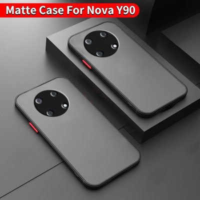 適用於 HUAWEI Nova Y90 Case Nova Y 90 4G 2022 蓋防震手機後蓋的啞光 PC 外殼-極巧