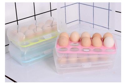 廚房15格冰箱雞蛋盒保鮮盒保鮮盒 防碰 廚房 雞蛋盒 居家 帶蓋 疊加 15格 收納盒 帶蓋雞蛋保鮮盒