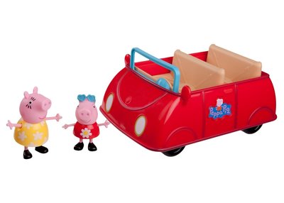 預購 來自英國卡通粉紅豬小妹 Peppa Pig 佩佩豬 玩具 可愛粉紅小豬公仔紅色汽車禮盒組 生日禮 聖誕禮