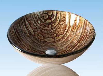 FUO衛浴:42公分 彩繪工藝 藝術強化玻璃碗公盆 (WY15039)預訂!