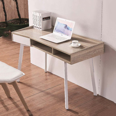【優比傢俱生活館】22 便宜購-8850型橡木色白色雙色木紋4尺單抽書桌/電腦桌 SH139-2