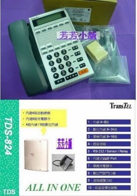TDS-824 TRANSTEL TDS-824M傳康TDS824電話總機+DK6-8D數位話機4台
