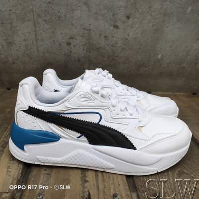 『 SLW 』386459-01 男 PUMA X-Ray Speed FC 皮革 休閒鞋 白黑藍色 210