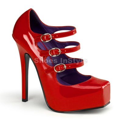 Shoes InStyle《五吋》美國品牌 DEVIOUS 原廠正品漆皮方頭厚底高跟鞋 有大尺碼出清『紅色』