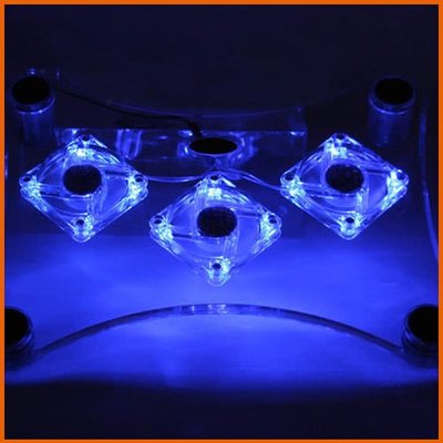 【Love Shop】藍光3風扇筆電散熱器底座電腦散熱墊水晶透明筆電散熱墊NB循環散熱超靜音