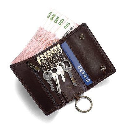 真皮卡包真皮包包超便宜促銷真皮包包鑰匙包多功能三折零錢包頭層牛皮汽車鑰匙包卡包8302