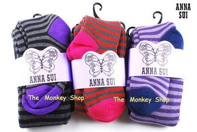 ． 促銷特賣．絕對全新正品 Anna Sui 基本款三色條紋毛料褲襪 ( 共三款 )．