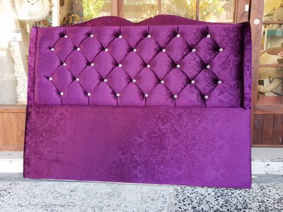 奧莉薇5尺紫色絨布床頭片 輕奢風格繃鑽床頭片（另有六尺）