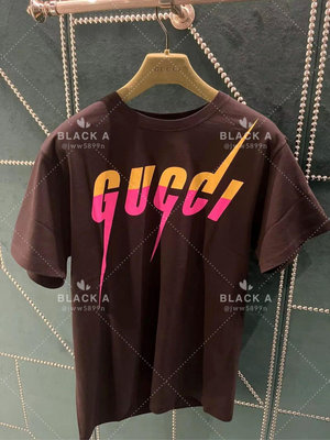 【BLACK A】Gucci 23男裝新款 拼色logo印花短袖T恤 黑色 男女同款 價格私訊