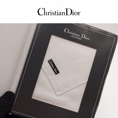 【皮老闆二店】 新古真品 Christian Dior 迪奧 盒裝 手帕 男用手帕 女用手帕 精品手帕 女士手帕 100%綿 白173
