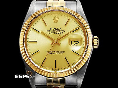 【永生流當品】ROLEX 勞力士 蠔式 DATEJUST 16013 18K黃金&amp;不鏽鋼材質 半金款 香檳色面盤 紀念型錶帶 DTO8225