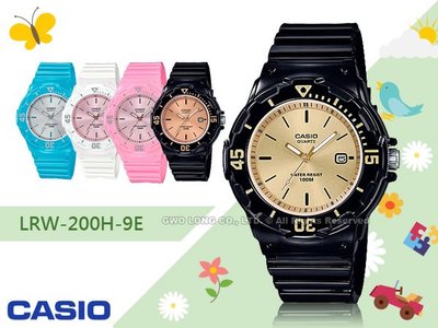 CASIO 卡西歐 手錶專賣店 LRW-200H-9E 指針錶 橡膠錶帶 防水100米 黑色金面LRW-200H