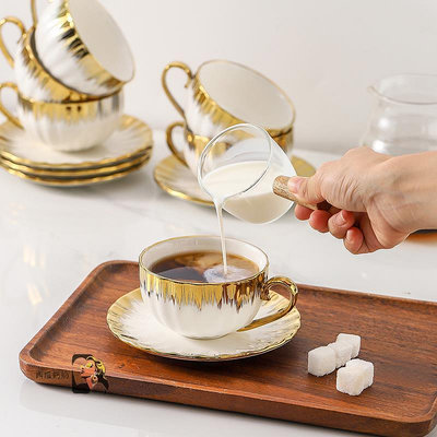 歐式骨瓷咖啡杯套裝下午茶具高檔精致陶瓷英式紅茶杯碟套裝家用女-西瓜鈣奶