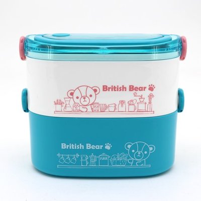【British Bear】英國熊雙層不鏽鋼疊疊飯盒 便當盒 手提餐盒 304不鏽鋼 野餐 可拆洗 水果盒 不鏽鋼便當盒