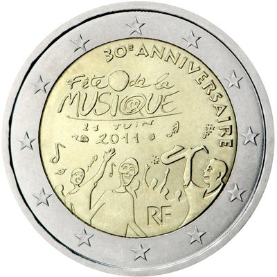 【幣】EURO 2011年法國發行 國際音樂日 30 週年 2歐紀念幣
