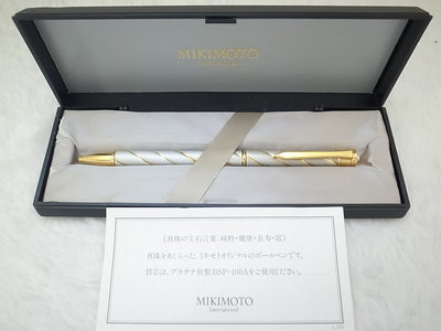 W138 MIKIMOTO 日本製 螺旋髮絲紋全金屬原子筆(7成新)