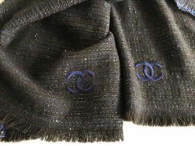 Chanel 毛料混紡  200x48公分 大披肩 圍巾