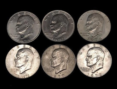 銀幣美國年1971-1978年1美元硬幣6枚全套全年份銅鎳艾森豪威爾