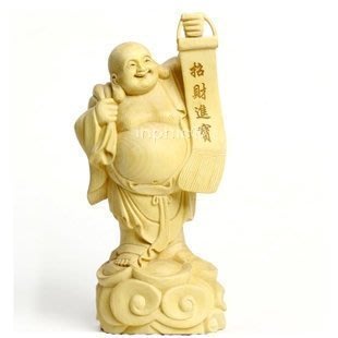INPHIC-東陽黃楊木雕工藝品 風水擺飾 汽車飾品 招財彌勒佛