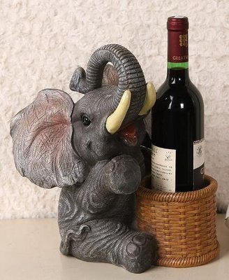 6338A 歐式 大象造型收納筒 紅酒收納架 可愛大象裝飾筒筆筒酒瓶收納桌面擺飾禮物