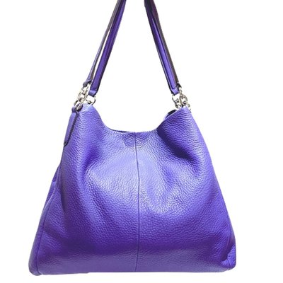 就愛精品店❤️ COACH 專櫃款紫色真皮三層賈姬包-附提袋 #35723
