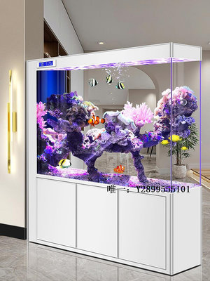 玻璃魚缸新款超白玻璃底濾魚缸客廳中大小型玄關屏風隔斷一體長方形水族箱水族箱