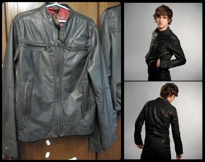 極度乾燥 superdry Scrambler leather jacket 高價款 野牛皮 騎士 真皮 皮衣 外套 黑SML現貨 lewis schott