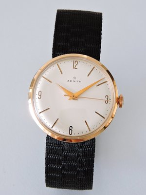 正18K 玫瑰金 Zenith 真力時 先力 典藏手上鍊機械古董錶 男錶 中性錶