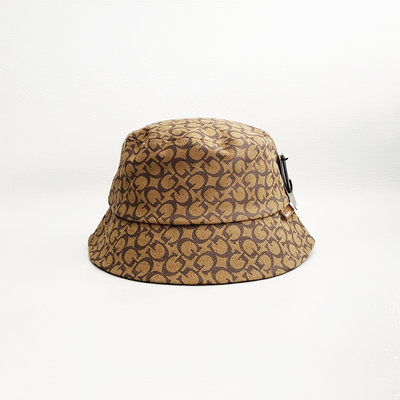 美國百分百【全新真品】GUESS 帽子 配件 休閒 漁夫帽 遮陽帽 logo 滿版印花 駝色 CK11