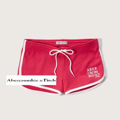 §上鉌嚴選 A&F Abercrombie Logo Fleece Curved Hem Shorts毛巾布短棉褲-桃紅