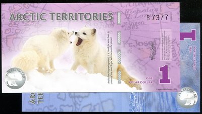 Arctic Teritorries（北極塑膠鈔-動物），NL，1-DOLLAR，2012，品相全新UNC