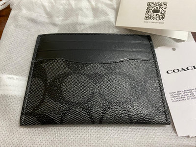 私人全新精品出清:COACH 滿版防刮logo 透明層名片夾(黑灰)_全新有防塵袋，outlet 款式