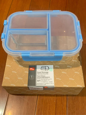 美國WINOX長方形分隔玻璃保鮮便當盒 強化玻璃 耐用 分三格夾層 密封性佳 防漏 面交免運費