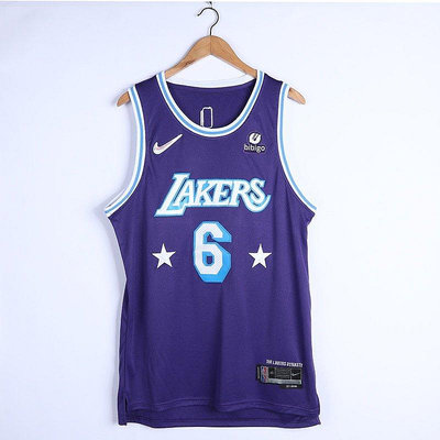 【精選好物】【 Cf12 】 2022 年新款 NBA 球衣洛杉磯湖人隊 6 JAMES 紫色城市版 75th 新贊助商