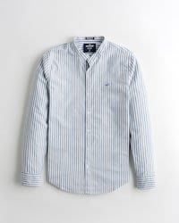 Hollister Stretch Poplin Banded Collar Muscle Fit Shirt襯衫