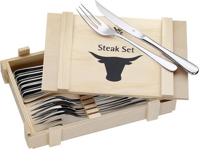 德國 WMF 不鏽鋼牛排刀叉/BBQ/烤肉 12件木盒組/六人份